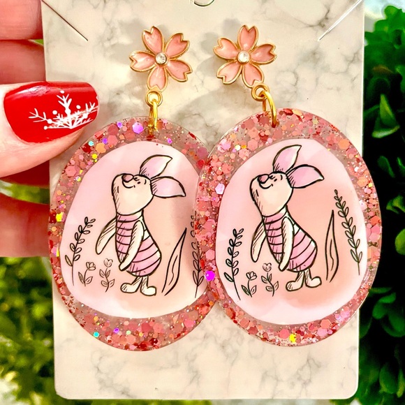 Piglet Acrylic Dangle Earrings - Picture 2 of 5